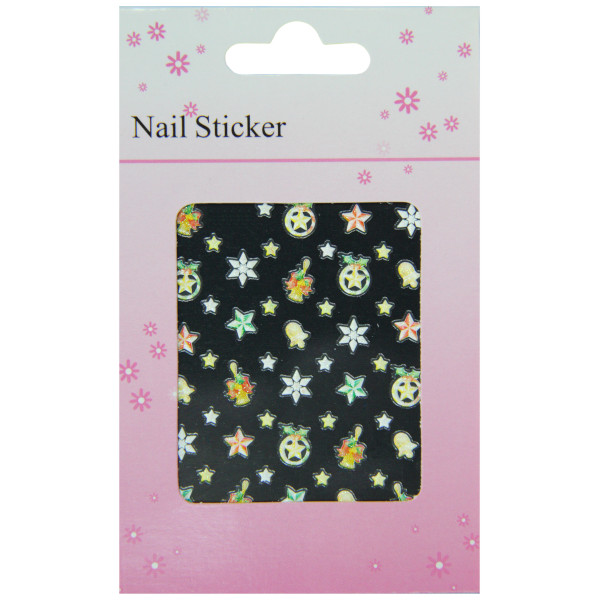 Pochette de stickers d'ongle étoiles et cloches joyeux noël