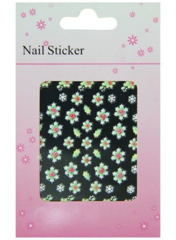 Pochette de stickers d'ongle fleur de houx joyeux noël