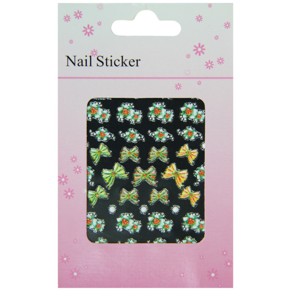 Pochette de stickers d'ongle nœuds joyeux noël