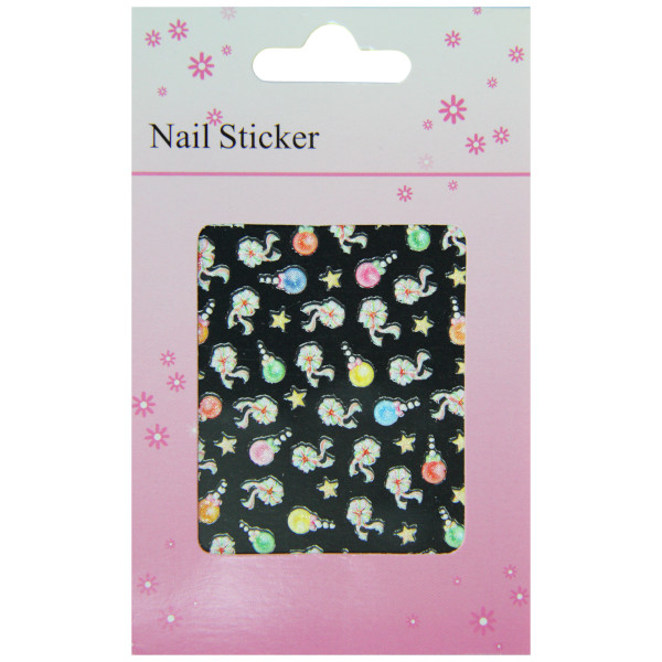 Pochette de stickers d'ongles boules et nœuds joyeux noël