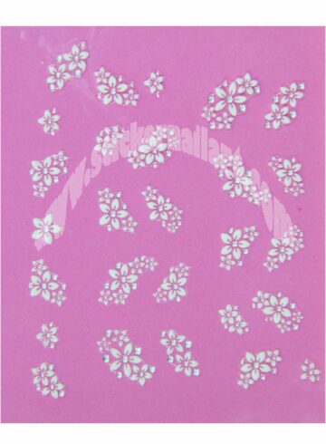 Stickers d’ongles fleurs blanches et strass