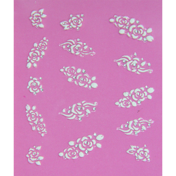Stickers roses blanches de printemps et strass