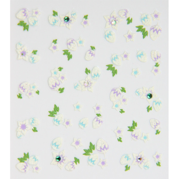 planche de stickers ongles fraises et fleurs en été