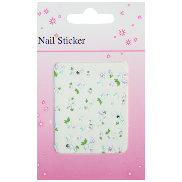 pochette de stickers ongles fraises et fleurs en été
