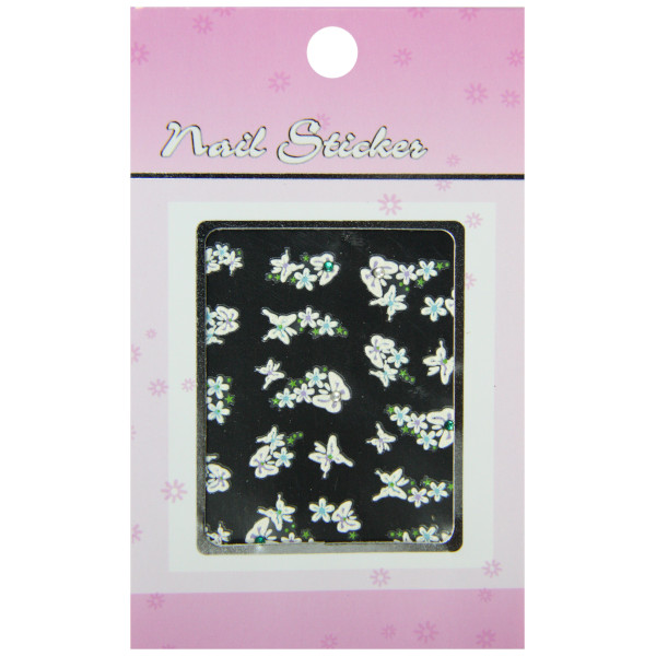 pochette de stickers d'ongles papillons et fleurs en été