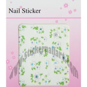 pochette de stickers d'ongles fleurs en été et strass, pêle-mêle de fleurs en été accompagnées de strass
