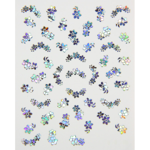 planche de stickers trio de fleurs reflets argent
