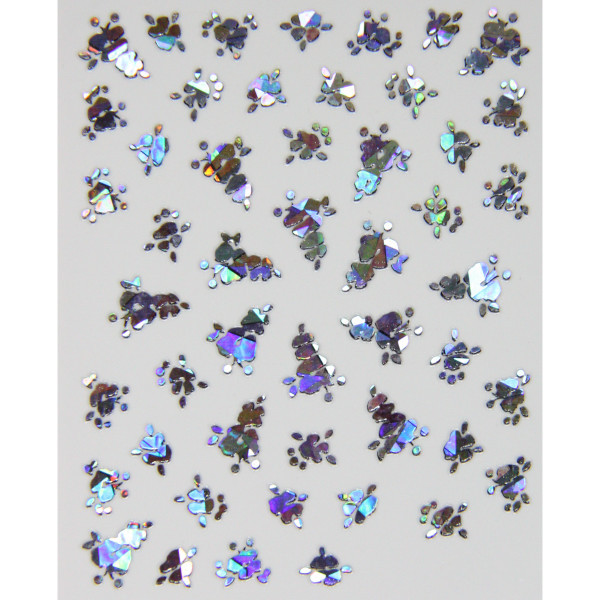 planche de stickers cornet fleurs reflets argent, pêle-mêle cornet fleurs reflets argent