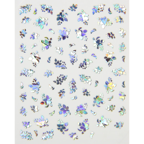 planche de stickers fleurs hibiscus reflets argent, pêle-mêle fleurs hibiscus reflets argent