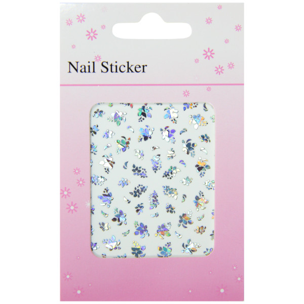 pochette de stickers fleurs hibiscus reflets argent, pêle-mêle fleurs hibiscus reflets argent