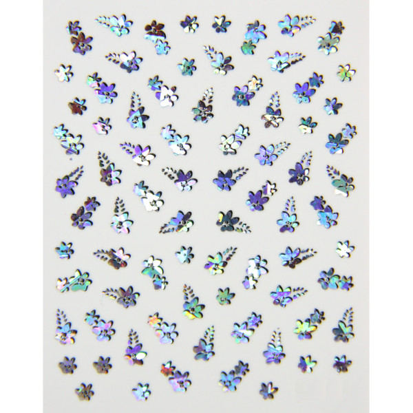 planche de stickers fleurs filantes reflets argentée, pêle-mêle duo cœurs reflets argent