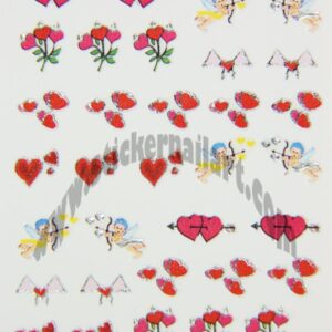 Stickers d’ongles cœurs et cupidons colorés