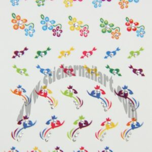 Stickers d’ongles cœurs et fleurs colorés