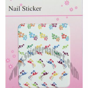 pochette stickers d'ongles cœurs et fleurs colorés, pêle-mêle Stickers cœurs et fleurs colorés