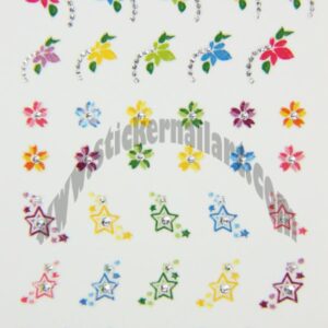 Stickers d’ongles étoiles et fleurs colorés