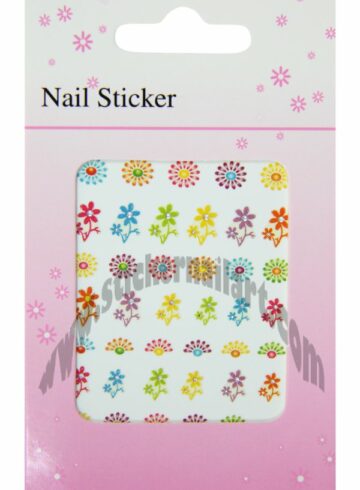 pochette de stickers d'ongles fleurs marguerites colorés, pêle-mêle fleurs marguerites colorés