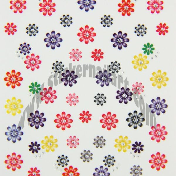 Stickers d’ongles mélange fleurs colorées