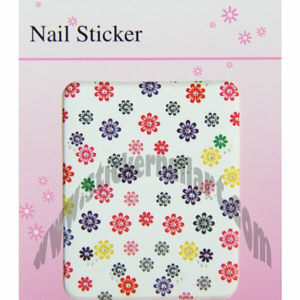 pochette de stickers d'ongles mélange fleurs colorées, pêle-mêle mélange fleurs colorées