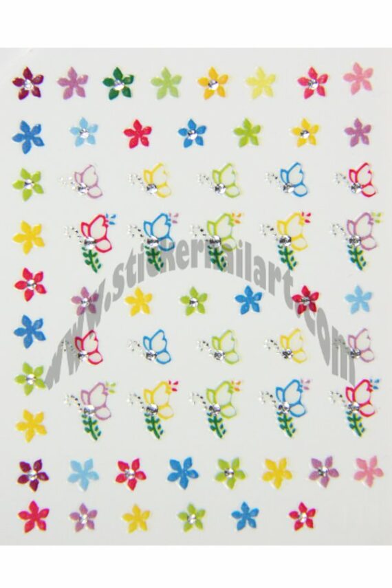 planche de stickers d'ongles papillons brillants colorés, pêle-mêle Stickers papillons brillants colorés