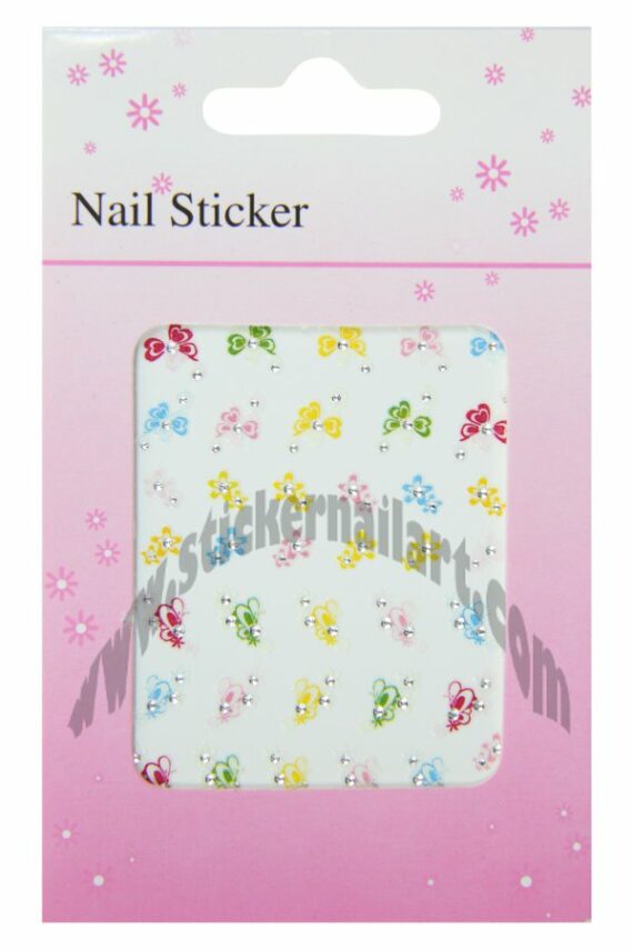 pochette de stickers d'ongles papillons fleurs colorés, pêle-mêle papillons fleurs colorés