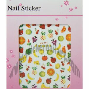 pochette de stickers d'ongles fruits divers, pêle-mêle fruits divers