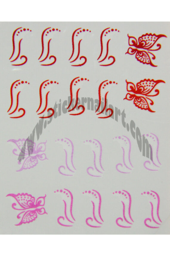 Planche de water decal d'ongles papillons rouge pêle-mêle water decal d'ongles papillons rouge