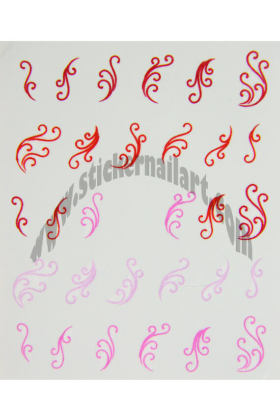 Water decal vrille rouge rose