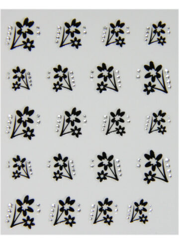 Stickers d’ongles fleurs bouquet avec pierres