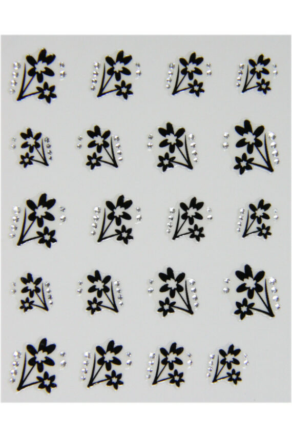 Planche de stickers d'ongles fleurs bouquet avec pierres, pêle-mêle fleurs bouquet avec pierres