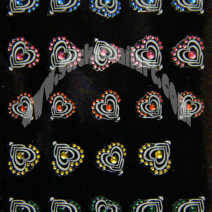 Stickers d’ongles cœurs dédoublés strass multicolores