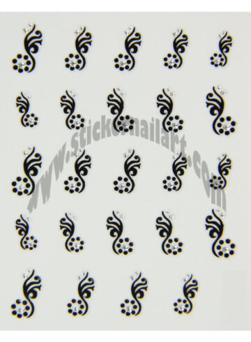 Stickers d’ongles fleurs arabesque avec pierres