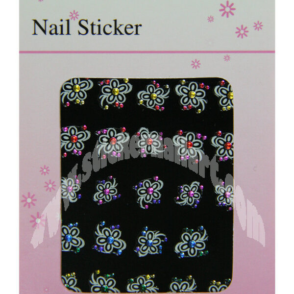 pochette de stickers fleurs double strass multicolores, cœurs, pêle-mêle de fleurs double strass multicolores