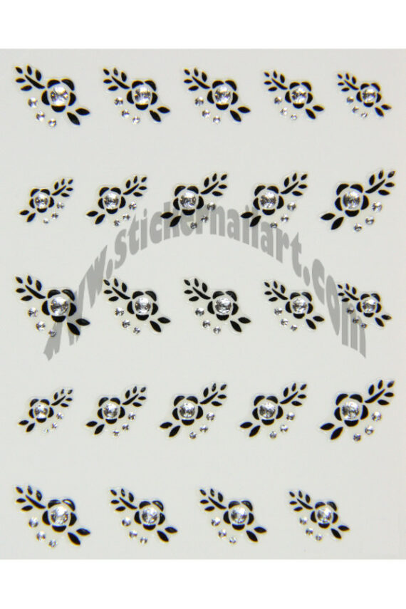planche de stickers d'ongles fleurs fine avec pierres, pêle-mêle flocons fleurs fine avec pierres
