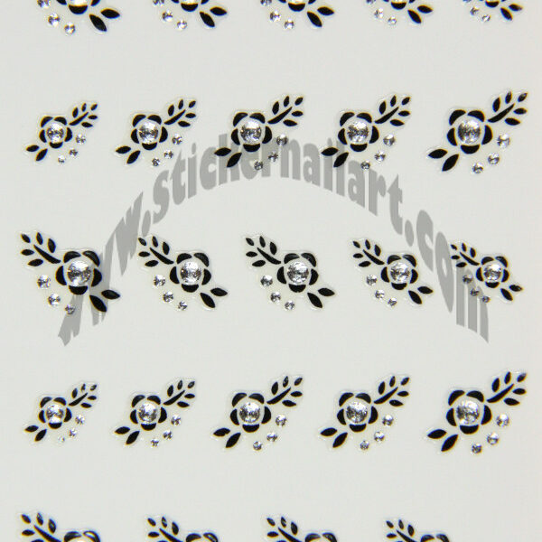 Stickers d’ongles fleurs fines avec pierres