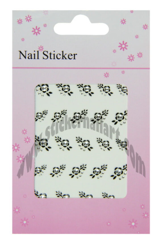 pochette de stickers d'ongles fleurs fine avec pierres, pêle-mêle flocons fleurs fine avec pierres