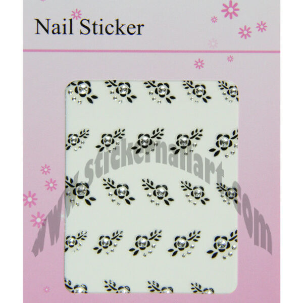 pochette de stickers d'ongles fleurs fine avec pierres, pêle-mêle flocons fleurs fine avec pierres