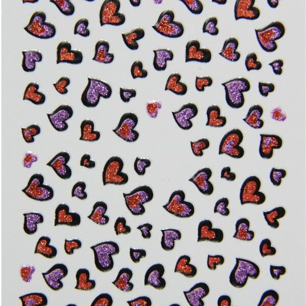 Stickers d’ongles cœurs rouge et violet