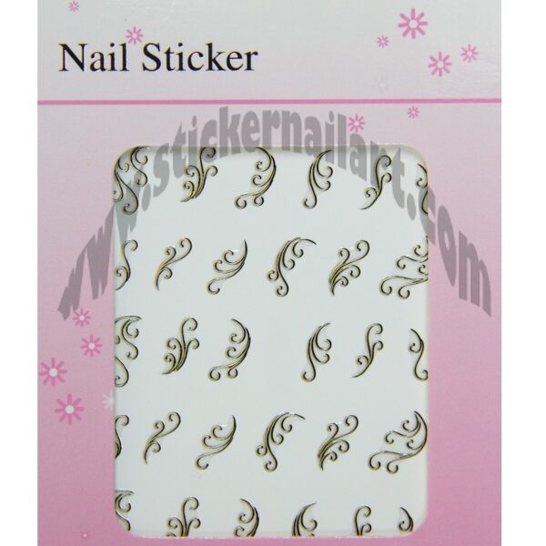 pochette de stickers ongles vrilles or et argent soft, pêle mêle stickers d'ongles vrilles or soft