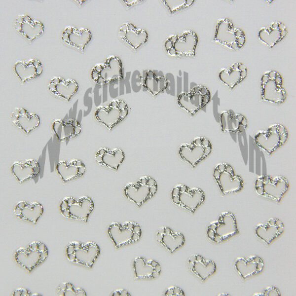 Stickers d’ongles cœurs romantiques argent