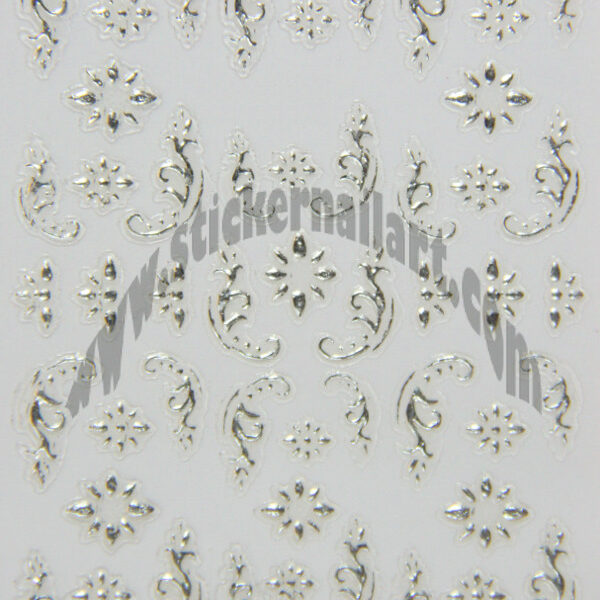 Stickers d’ongles fleurs arabesques argent