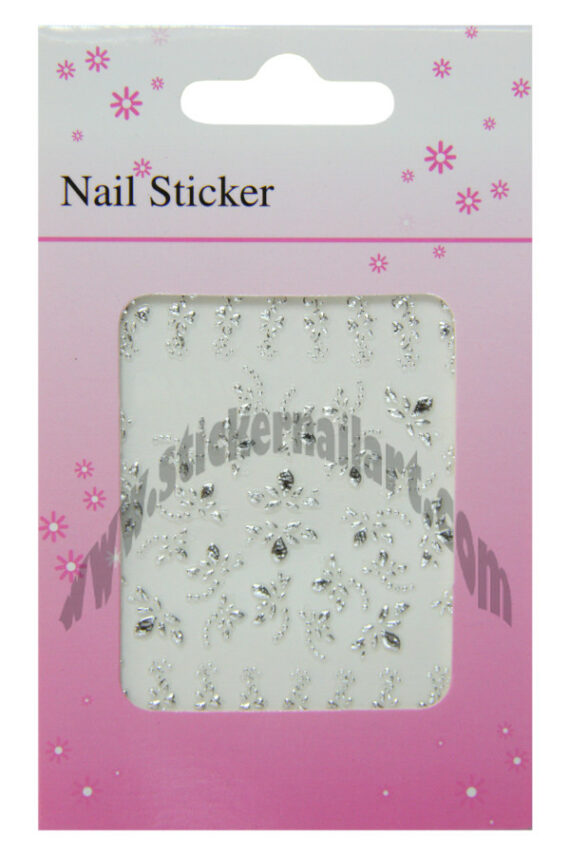 pochette de stickers ongles fleurs de lys argent, pêle mêle fleurs de lys argent