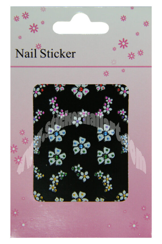 pochette de stickers ongles fleurs mix strass multicolores, pêle mêle stickers d'ongles fleurs mix strass multicolores