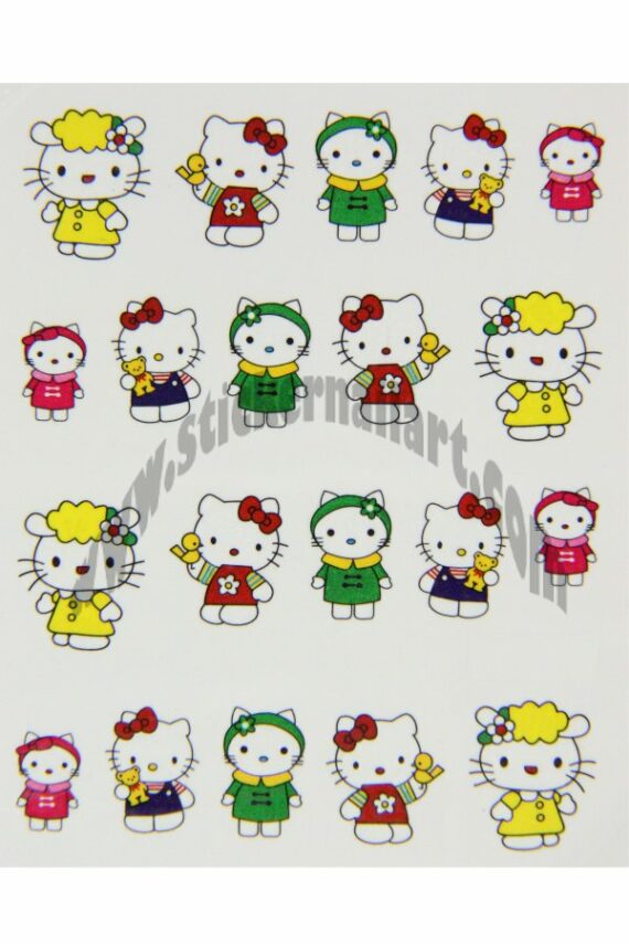 planche water decal hello kitty couleur fantaisie, pêle mêle water decal hello kitty couleur fantaisie