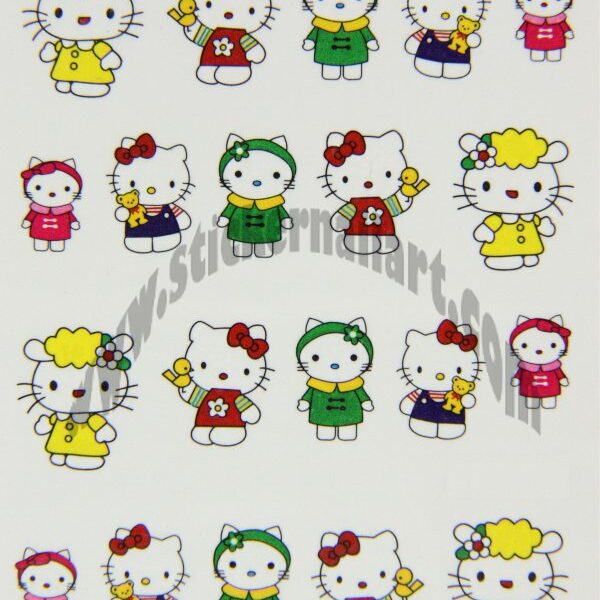 Water decal hello kitty couleurs fantaisie