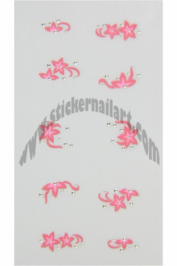 planche stickers d'ongles fleurs rose avec pierre strass, pêle mêle stickers d'ongles fleurs rose avec pierre strass