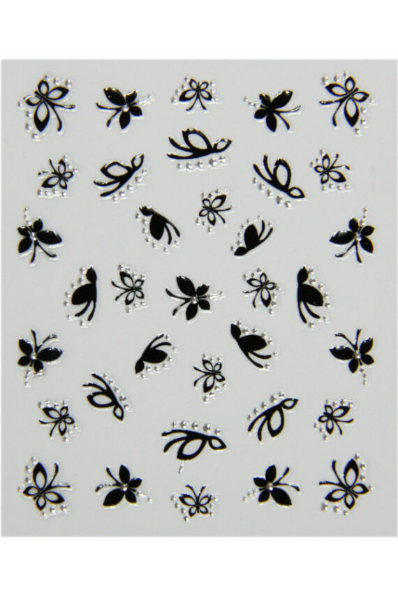 planche de stickers d'ongles autocollants vol de papillons avec brillant, pêle mêle papillons avec brillant