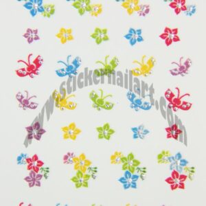 Stickers d’ongles fleurs et papillons brillants colorés