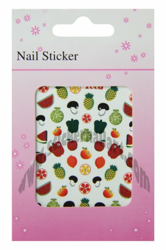 pochette de stickers d'ongles fruits et légumes, pêle-mêle fruits fruits et légumes.