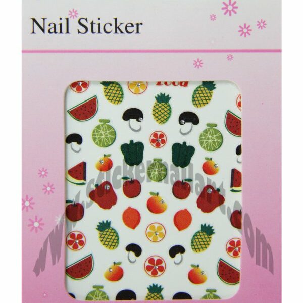 pochette de stickers d'ongles fruits et légumes, pêle-mêle fruits fruits et légumes.