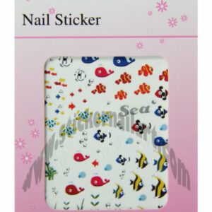 pochette de stickers d'ongles poissons et milieu marin, pêle-mêle poissons et milieu marin.
